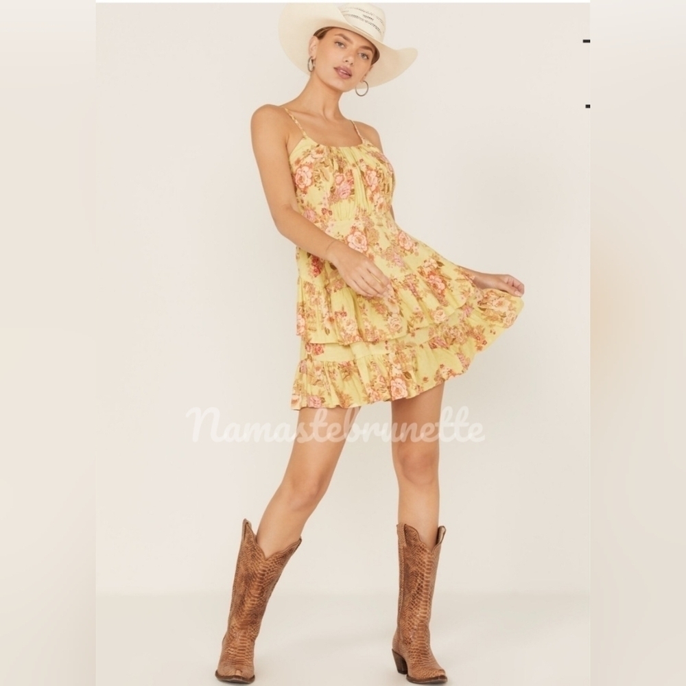 NWT $98 Band of Gypsies Boho Floral Tiered Dress